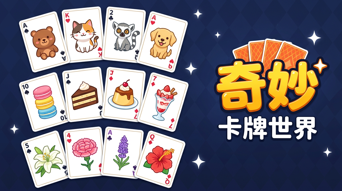 奇妙卡牌世界：分类字谜卡牌界面风格主视觉